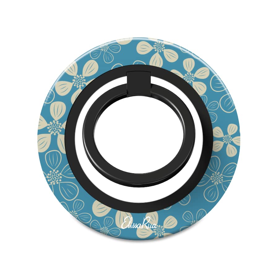 Modern Abstract Blue Floral – Magnetic Ring Holder