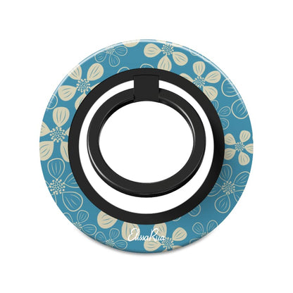 Modern Abstract Blue Floral – Magnetic Ring Holder