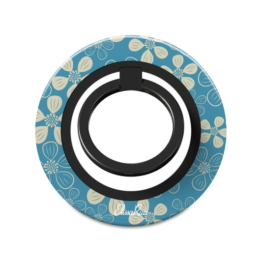Modern Abstract Blue Floral – Magnetic Ring Holder