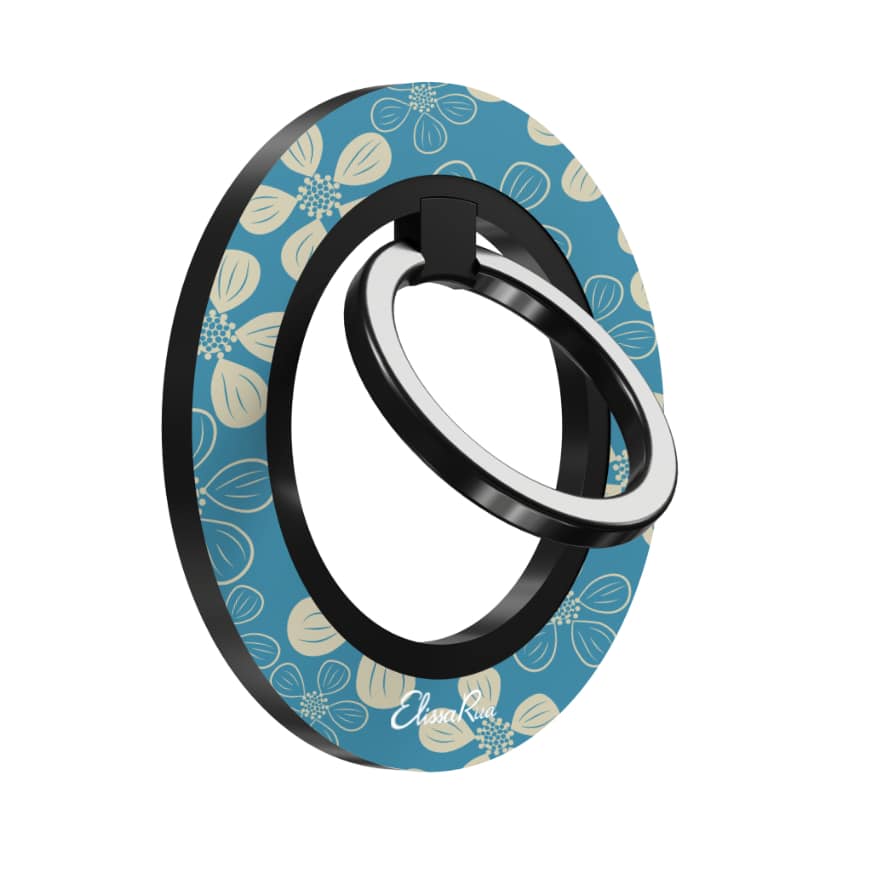 Modern Abstract Blue Floral – Magnetic Ring Holder