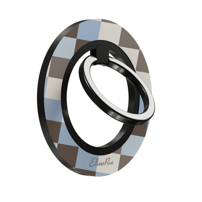 Blue and Brown Check - Magnetic Ring Holder