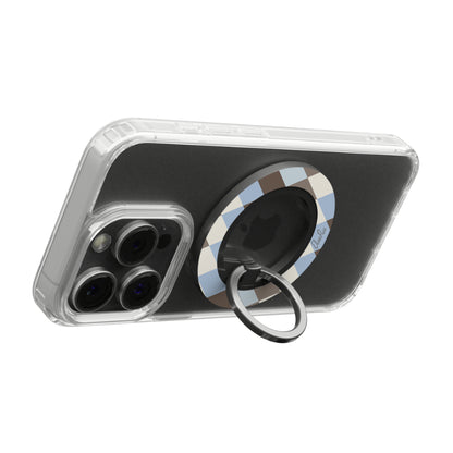 Blue and Brown Check - Magnetic Ring Holder