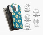 Blue Daisy Tough Phone Case – dual-layer protective case with interior detail