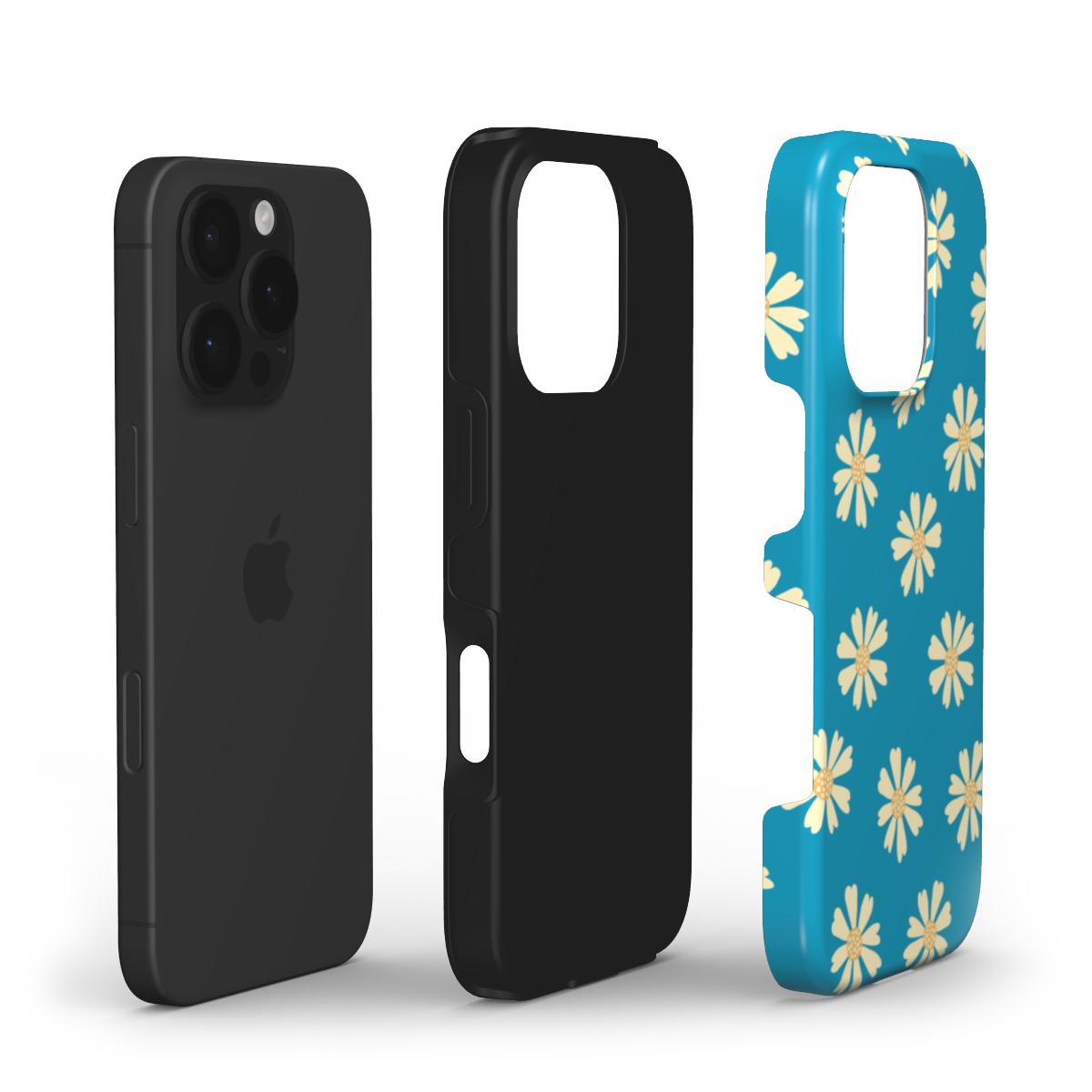 Blue Daisy Tough Phone Case – dual-layer protective case with interior detail