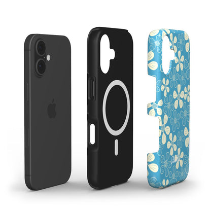 Blue floral abstract magsafe case layers