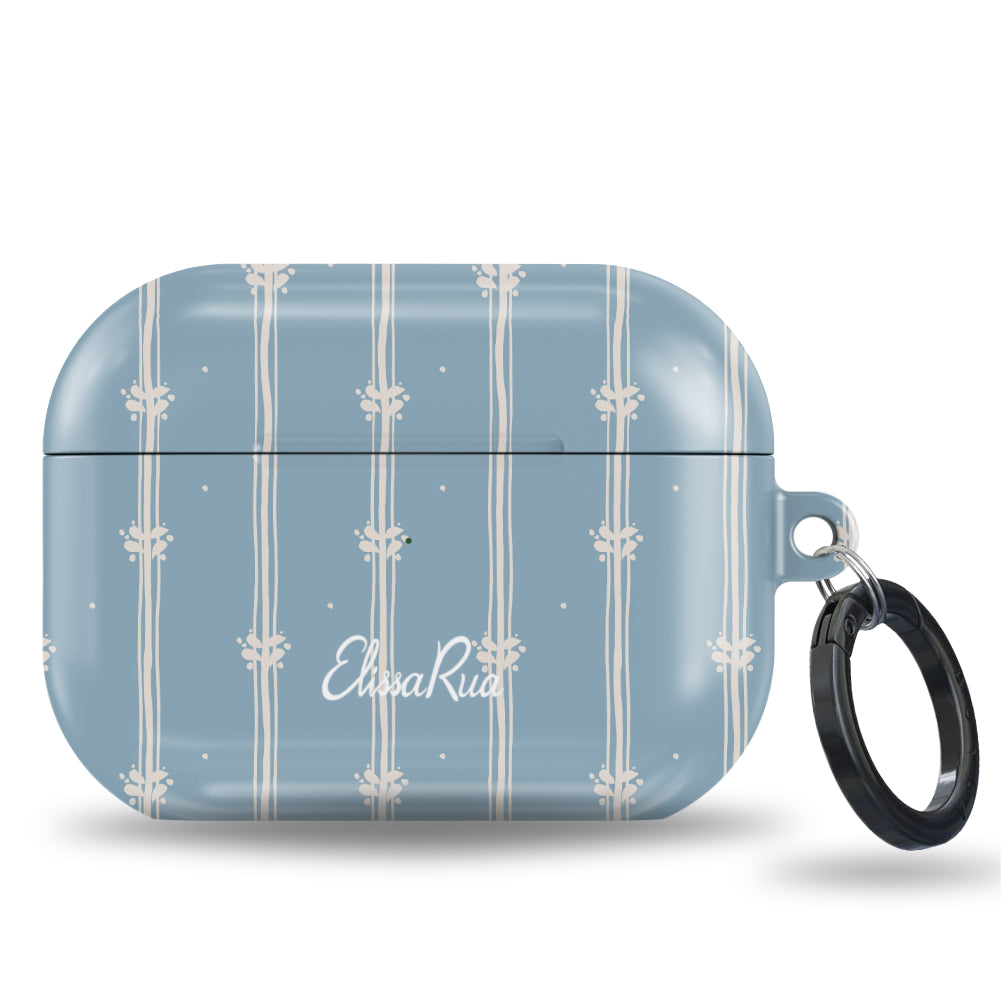 Blue Floral Stripe – Apple AirPods Tough Case | Elissa Rua