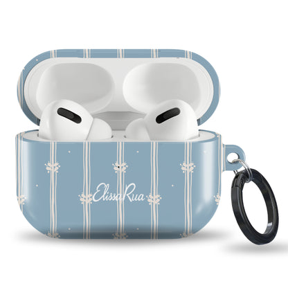 Blue Floral Stripe – Apple AirPods Tough Case | Elissa Rua