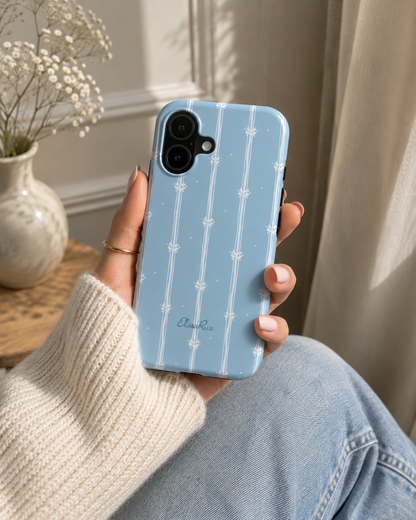 Blue Floral Stripe – Tough Phone Case | Elissa Rua