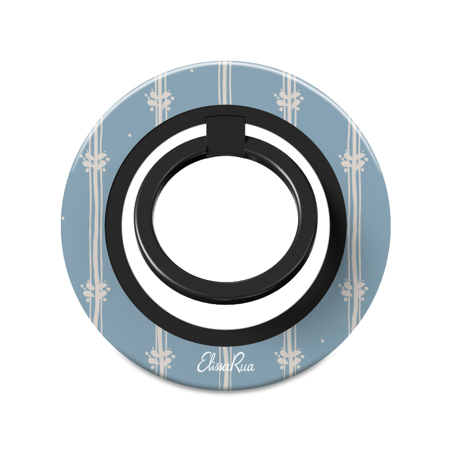 Blue Floral Stripe - Magnetic Ring Holder