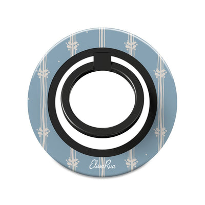 Blue Floral Stripe - Magnetic Ring Holder