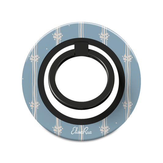 Blue Floral Stripe - Magnetic Ring Holder