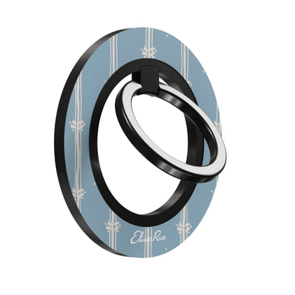 Blue Floral Stripe - Magnetic Ring Holder