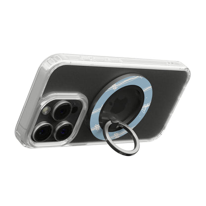 Blue Floral Stripe - Magnetic Ring Holder