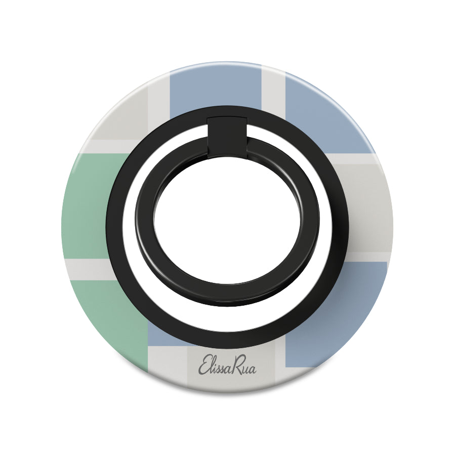 Blue & Green Pastel Squares - Magnetic Ring Holder