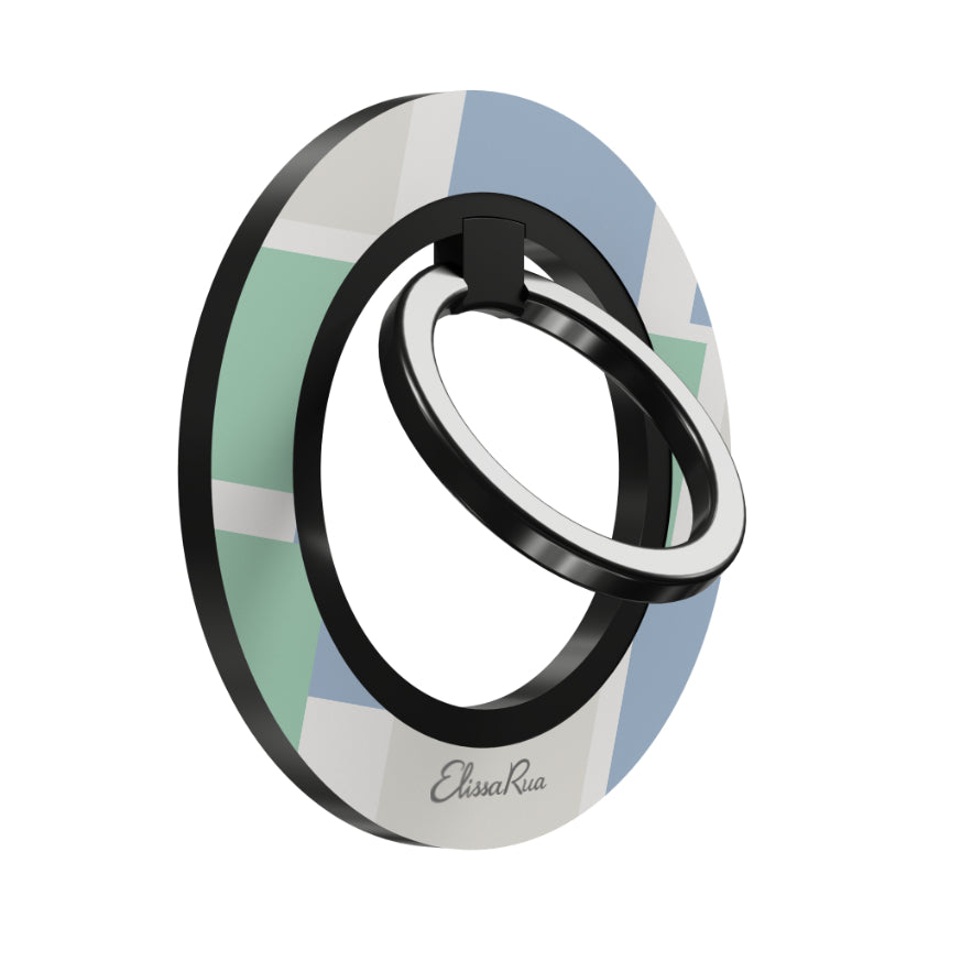 Blue & Green Pastel Squares - Magnetic Ring Holder