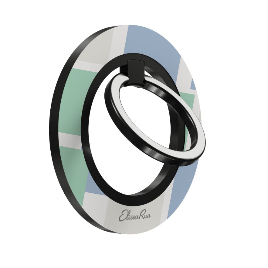 Blue & Green Pastel Squares - Magnetic Ring Holder