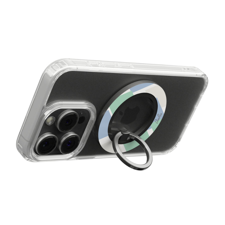 Blue & Green Pastel Squares - Magnetic Ring Holder