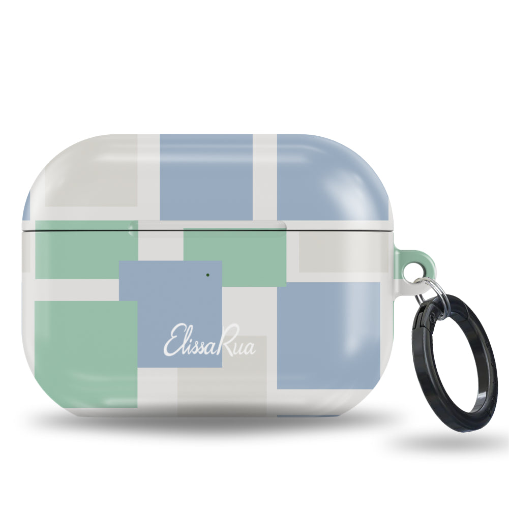 Blue and Green Pastel Squares – Apple AirPods Tough Case | Elissa Rua
