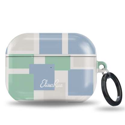 Blue and Green Pastel Squares – Apple AirPods Tough Case | Elissa Rua