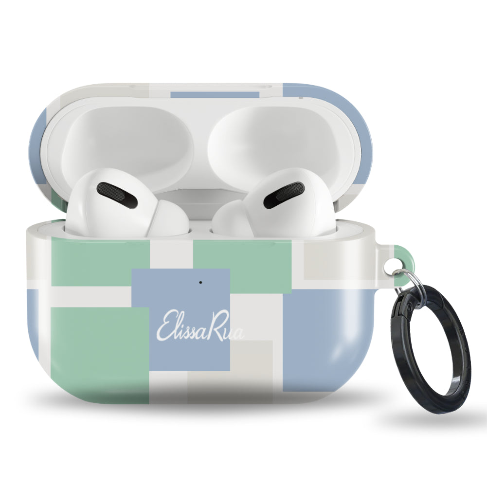 Blue and Green Pastel Squares – Apple AirPods Tough Case | Elissa Rua