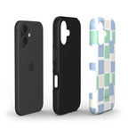 Layers of blue and green pastel squares phone case