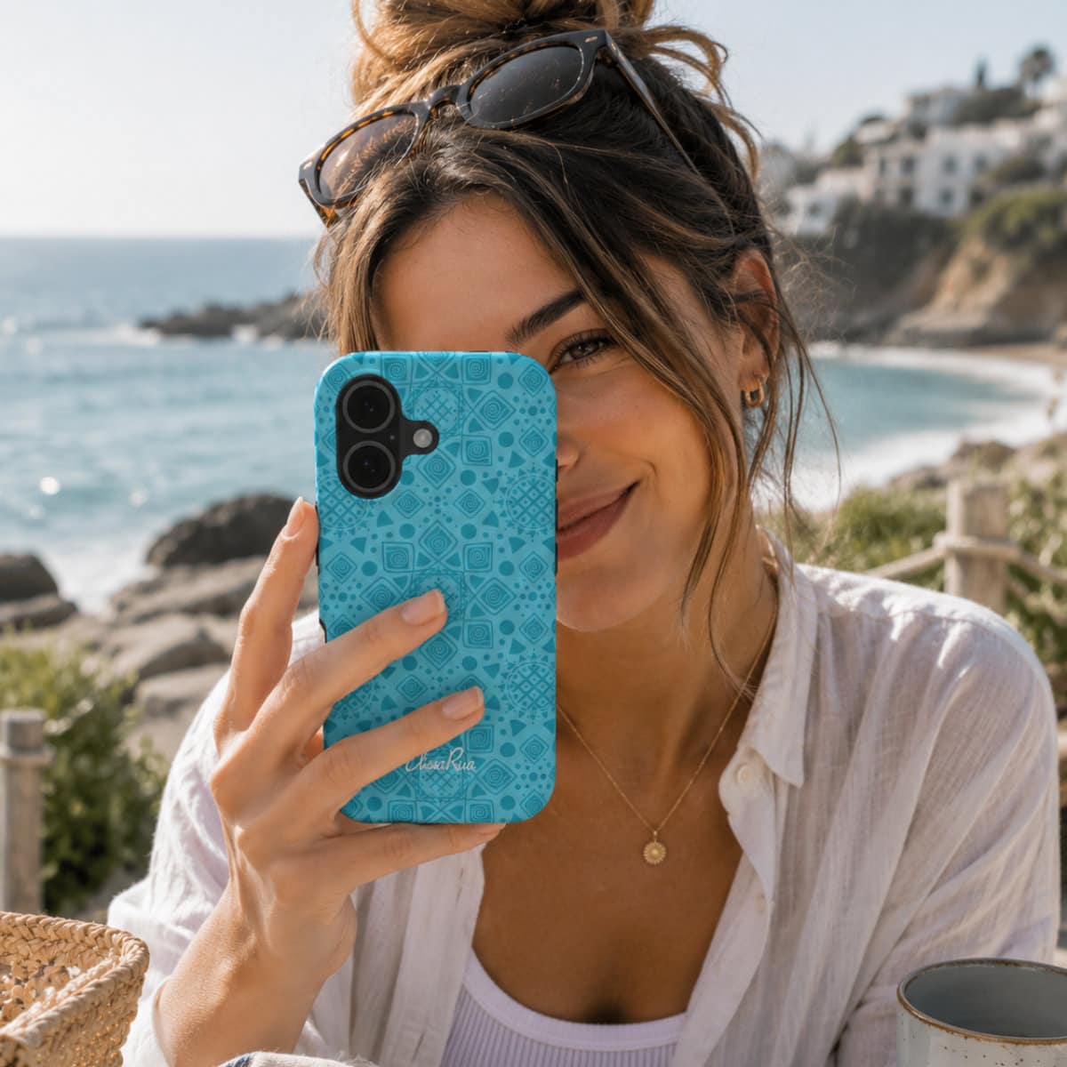 Blue mandala design on tough phone case