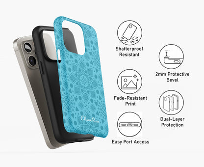 Cyan Mandala Geometric – Tough Phone Case | Elissa Rua