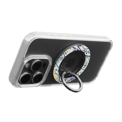 Blue Floral Swirl – Magnetic Ring Holder