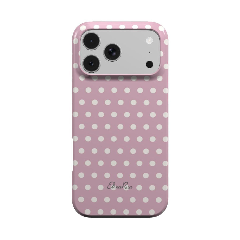 Blush pink polka dot tough phone case
