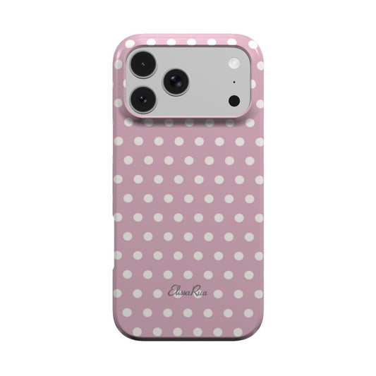 Blush pink polka dot tough phone case