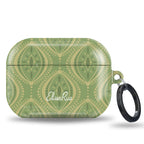 Green Boho Geometric – AirPods Case – Intricate Dark Green & Cream