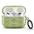 Green Boho Geometric – AirPods Case – Intricate Dark Green & Cream