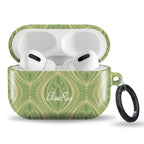Green Boho Geometric – AirPods Case – Intricate Dark Green & Cream