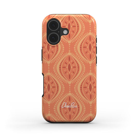 Boho orange geometric magsafe tough phone case