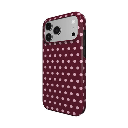Burgundy Polka Dot – MagSafe Tough Phone Case | Elissa Rua