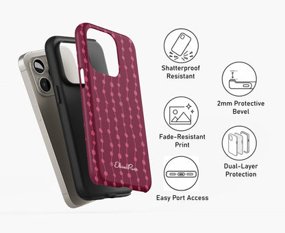 Cherry & Pink Stripe – Tough Phone Case | Elissa Rua