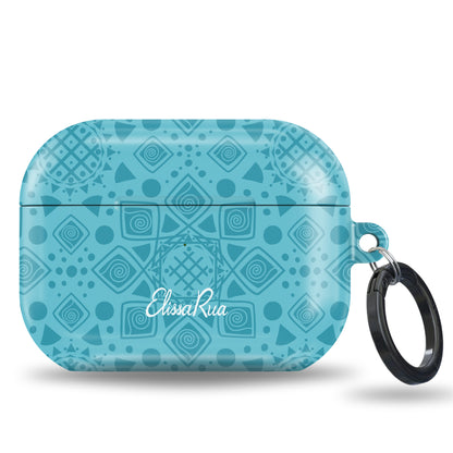 Cyan Mandala Geometric – Tough Airpods Case | Elissa Rua