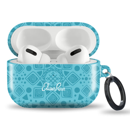 Cyan Mandala Geometric – Tough Airpods Case | Elissa Rua