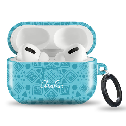 Cyan Mandala Geometric – Tough Airpods Case | Elissa Rua