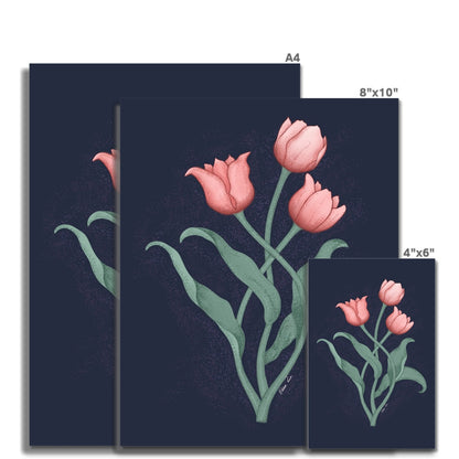 Stippled Tulips: A Floral Symphony Art Print