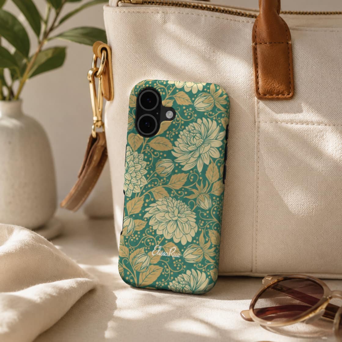 Vintage Dahlia Floral – MagSafe Tough Phone Case | Elissa Rua