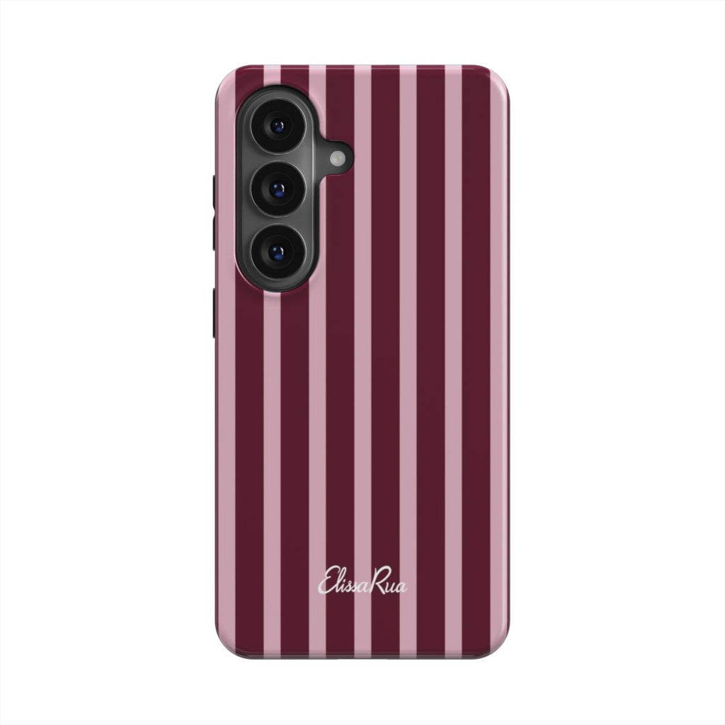 Elissa Rua Burgundy and Pink Stripe Magnetic Tough Phone Case - front view