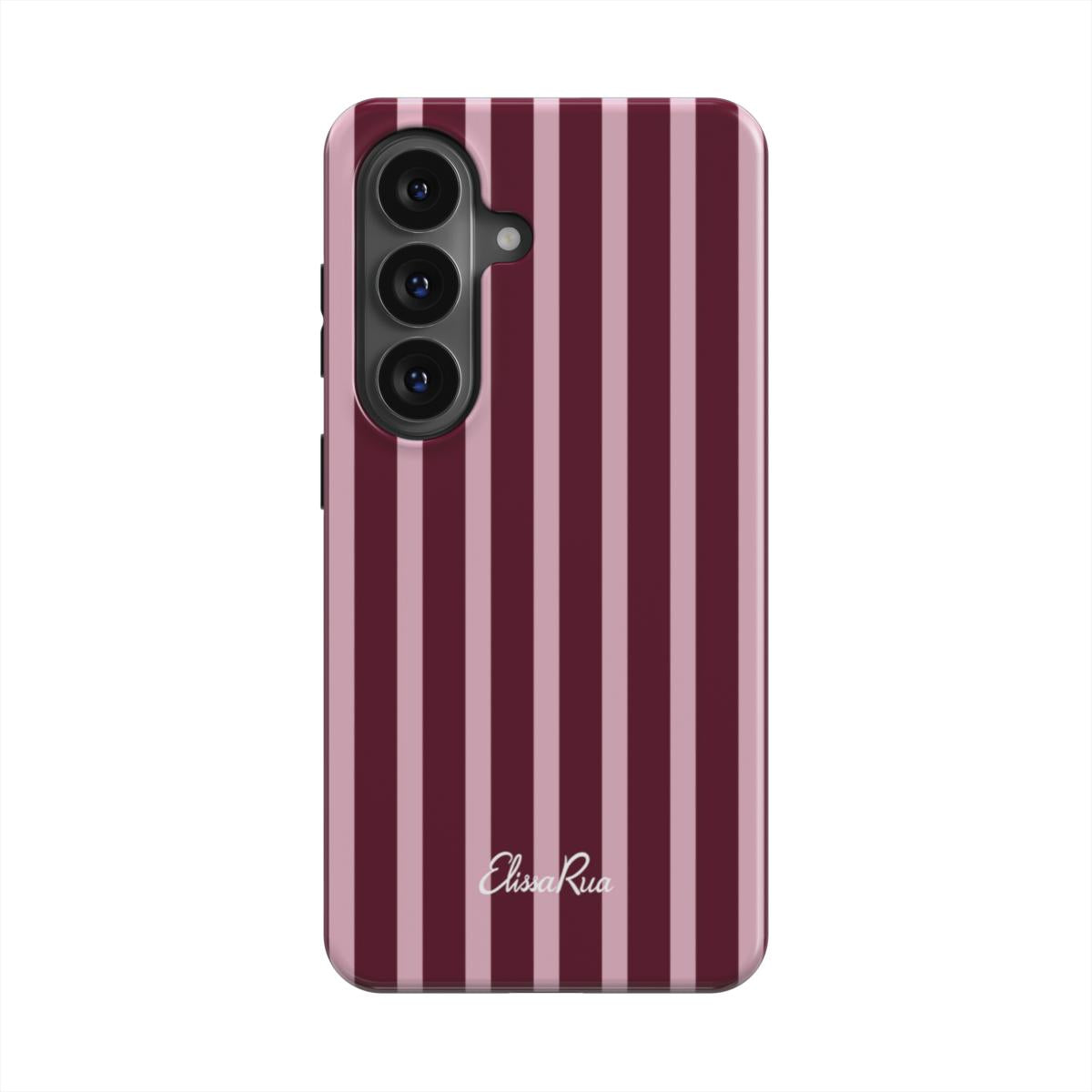 Elissa Rua Burgundy and Pink Stripe Magnetic Tough Phone Case - front view