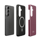 Elissa Rua Burgundy and Pink Stripe Magnetic Tough Phone Case - dual-layer protective construction