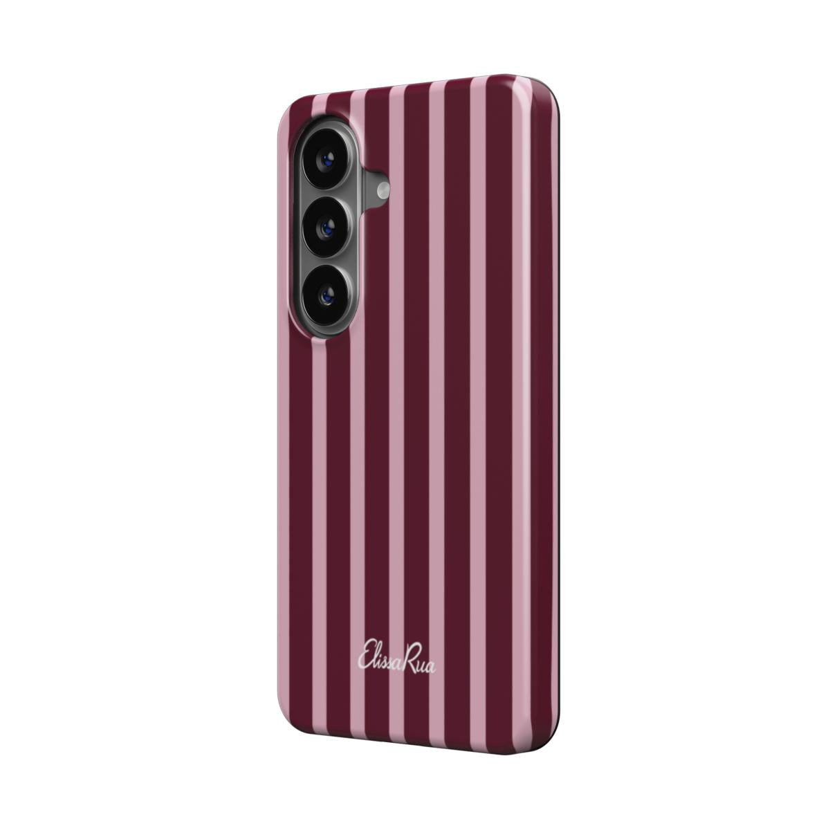 Elissa Rua Burgundy and Pink Stripe Magnetic Tough Phone Case - side view