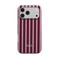 Elissa Rua Burgundy and Pink Stripe MagSafe Tough Phone Case - front view