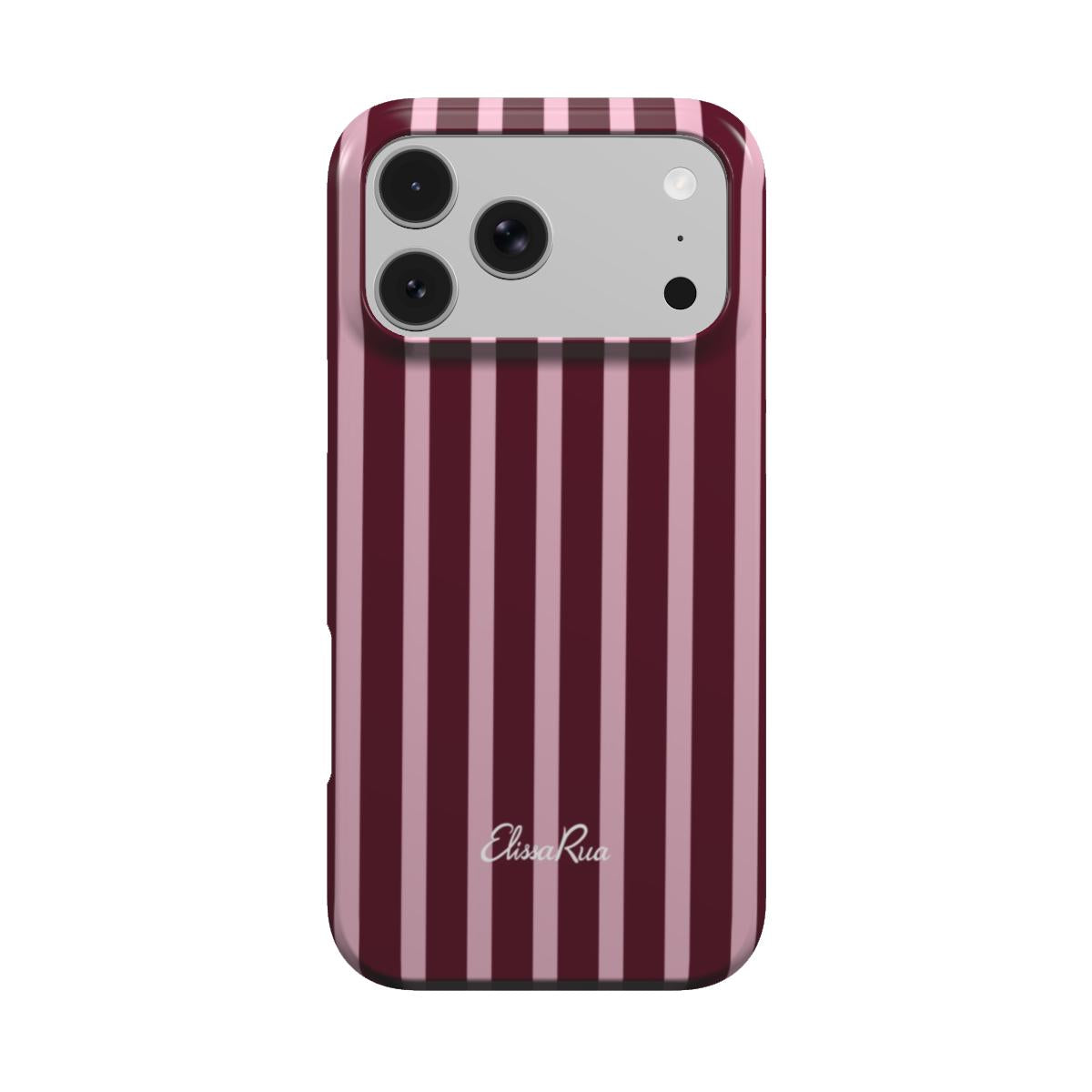 Elissa Rua Burgundy and Pink Stripe MagSafe Tough Phone Case - front view