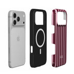 Elissa Rua Burgundy and Pink Stripe MagSafe Tough Phone Case - dual-layer protective construction