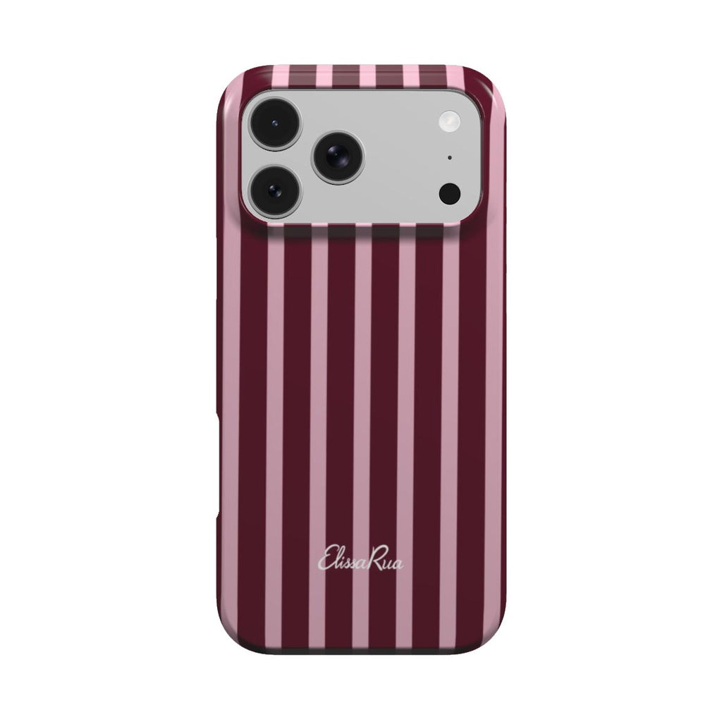 Elissa Rua Burgundy and Pink Stripe Tough Phone Case - front view