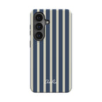 Elissa Rua Navy and Cream Stripe Magnetic Tough Phone Case - front view